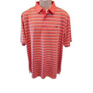 Callaway sz XL pink striped performance golf polo casual preppy EUC career play
